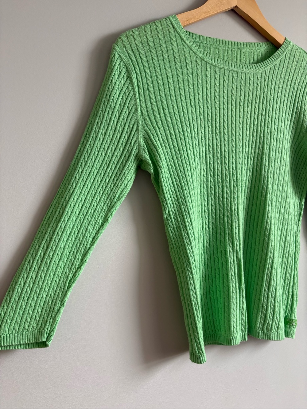 Vintage Polo Jeans Co. Ralph Lauren Green Cable Knit Sweater - Picture 3 of 7